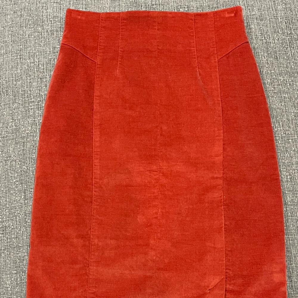 Bebe orange suede-like thin velvet  skirt 2